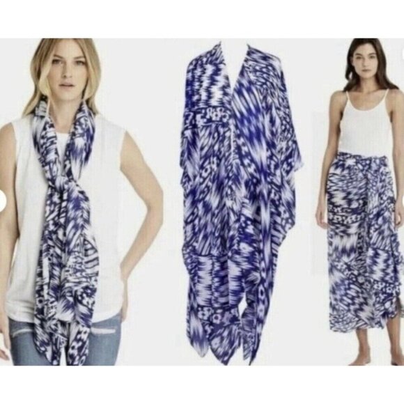 Michael Stars Ikat Print Kimono Multitude Scarf Wrap Skirt Beach Swim Cover O/S - Picture 1 of 10